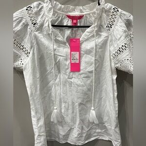 Lilly Pulitzer White Lace Accent Blouse